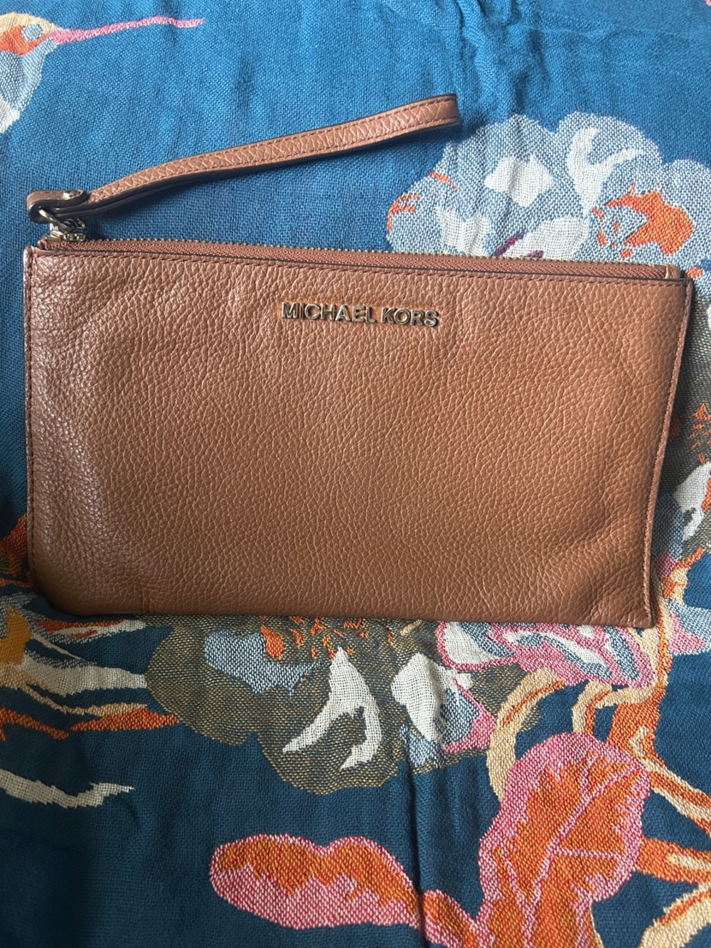 Michael Kors Brown Pebbled Leather Wristlet